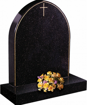 The Gothic memorial headstone with gold painted cross