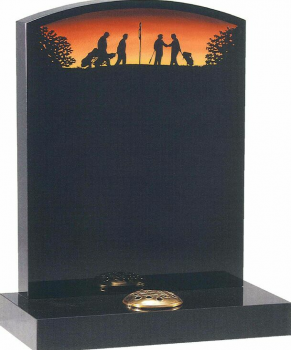 The Arch memorial headstone with golf etching design