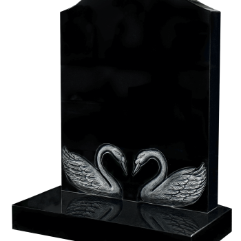 All Polished Black with hand carved swans forming a heart