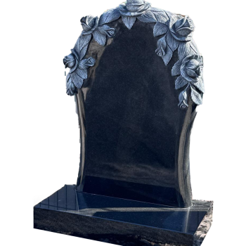 The Eden memorial headstone with hand carved roses in all polished black