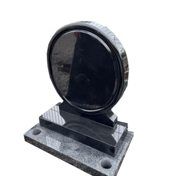 The Somerset memorial headstone in all polished black with dove grey under base